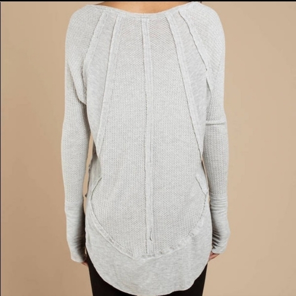 WE The Free Free People Catalina Oversized Thremal Shirt Grey Size Small - Picture 2 of 9